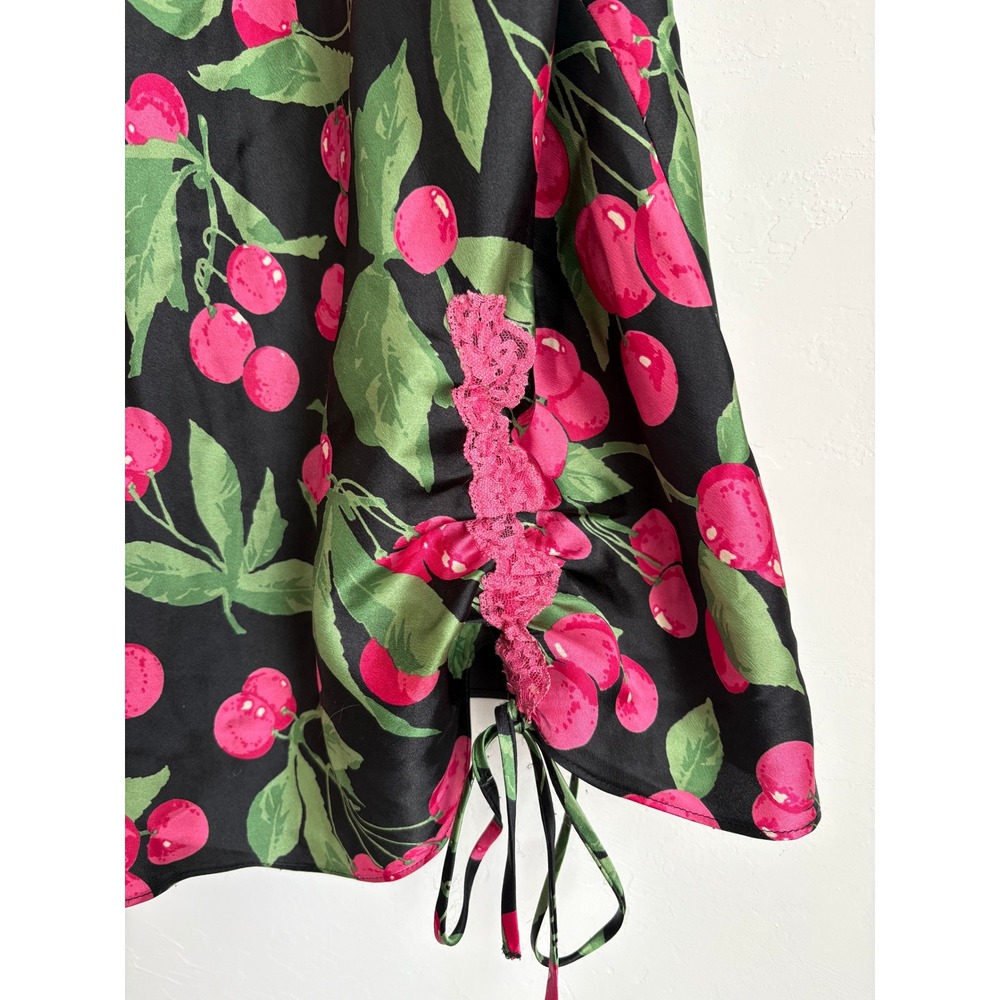 Victorias Secret Cherry Satin Lace Ruched Slip Chemise Romantic Girly Coquette - Picture 2 of 4